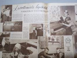 Kotiliesi joulu 1950 nr 19, 1.10.1950, SOK Johanna-kahvi, Perheenemännän työsuunnittelu, Fanny Uotila - Ilmajoki Korven tila, Sänky selän mukaan, Kudonnaisia, ym.