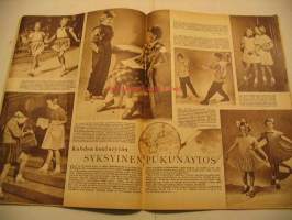 Kotiliesi 1953 nr 17, Mainio makaroni, Atlas jumpperityttö, Kotiapulainen, Teinityttö, Sienimetsään, Asko-mainos, ym.