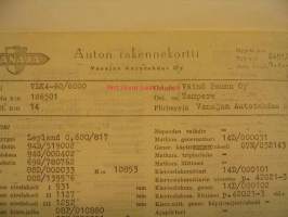 Vanaja kuorma-auto rakennekortti VLK4-60/6000 9.4.1965 Väinö Paunu