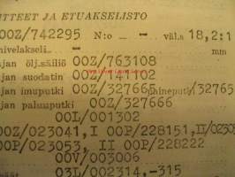 Vanaja kuorma-auto rakennekortti VLK4-60/6000 13.4.1965