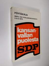 Pöytäkirja Suomen sosialidemokraattisen puolueen XXX puoluekokouksesta 1975