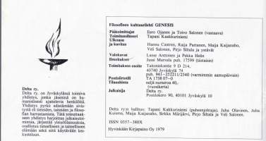 Filosofinen kulttuurilehti Genesis 1979 N:o 1. (Jyväskylä)