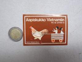 Aapiskukko Vietnamiin -vasemmistolainen 1970-luvun tuki- ja solidaarisuus- / varainkeruumerkki -tarra