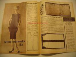 Kotiliesi 1959 nr  2, musta pikkupuku, onko teillä turkki, sitruunapaistos, takasivu värimainos Upo astianpesukone