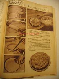 Kotiliesi 1959 nr  2, musta pikkupuku, onko teillä turkki, sitruunapaistos, takasivu värimainos Upo astianpesukone