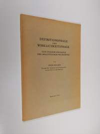 Definitionsfrage und Wirklichkeitsfrage : zum Studium der Natur der analytischen Philosophie