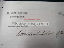 Osakeyhtiö H.Saastamoinen Limited Kuopio 8.7.1890 -asiakirja