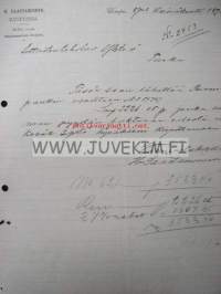 Osakeyhtiö H.Saastamoinen Limited Kuopio 8.7.1890 -asiakirja