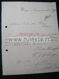 Kuopio Länssjukhuset (Lääninsairaala) 14.8.1890 dokument, asiakirja