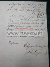 Nyslott 21.8.1890 dokument, asiakirja