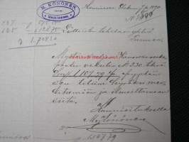 A.Könönen, Hamina, 7.8.1890 -asiakirja