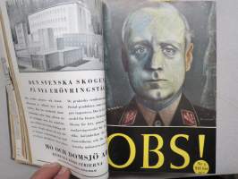 OBS! 1944 inbunden årgång -ruotsalainen ajankohtaislehti, artikkeleita monilta eri elämänalueilta, sota ja sen kulku merkittävine hahmoineen, pilapiirroksia, ym.