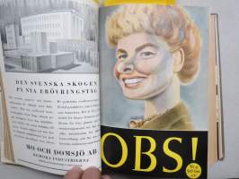OBS! 1944 inbunden årgång -ruotsalainen ajankohtaislehti, artikkeleita monilta eri elämänalueilta, sota ja sen kulku merkittävine hahmoineen, pilapiirroksia, ym.