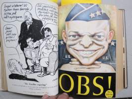 OBS! 1944 inbunden årgång -ruotsalainen ajankohtaislehti, artikkeleita monilta eri elämänalueilta, sota ja sen kulku merkittävine hahmoineen, pilapiirroksia, ym.