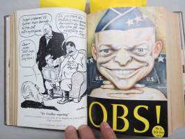 OBS! 1944 inbunden årgång -ruotsalainen ajankohtaislehti, artikkeleita monilta eri elämänalueilta, sota ja sen kulku merkittävine hahmoineen, pilapiirroksia, ym.