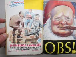 OBS! 1944 inbunden årgång -ruotsalainen ajankohtaislehti, artikkeleita monilta eri elämänalueilta, sota ja sen kulku merkittävine hahmoineen, pilapiirroksia, ym.