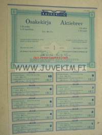 Kaukokiito Oy, Helsinki 1989, 100 mk -osakekirja