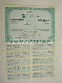 Investa Oy, Helsinki 1988, 20 000 mk -osakekirja