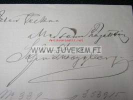 Sofia Zweygberg , Wiborg, (Viipuri) 13.5.1890 -asiakirja, dokument