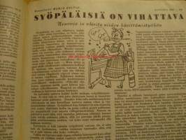 Kotiliesi 1950 nr 12 Kansikuva Martta Wendelin - Juhannus, Virkarouva ja kotirouva, Piha-aita esittäytyy monessa asussa, Paras mansikkahillo, Ajankuvaa 1950, ym.