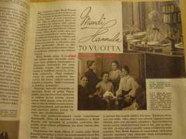 Kotiliesi 1950 nr 6 (Kansi Martta Wendelin, tyttö ja pajunkissat), Kohtusyöpä, Mandi Hannula 70 vuotta, Ajankuvaa kevät 1950, Varo ja varoita lapsia...