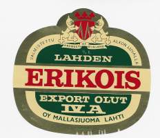 Lahden Erikois IV A export  olut  -  olutetiketti