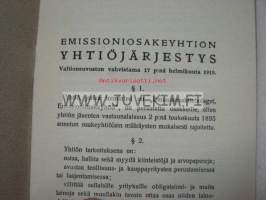 Emissioniosakeyhtiön Yhtiöjärjestys 1919