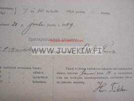 Sortavalan Reaalilyseo lukukausi-todistus K.V. Tikka syyslukukausi 1909