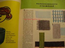 Kotiliesi 1962 nr 17,  Syyskuu . Iskukalusteen värimainos, sisustusteemaa, Wärtsilän Venla emalikasarin koko sivun mainos, Enso -keittö kahden sivun mainos ,