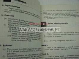 Petter Diesel Engines AV1, AV2 operator´s handbook -käyttöohjekirja, huolto, varaosaluettelo