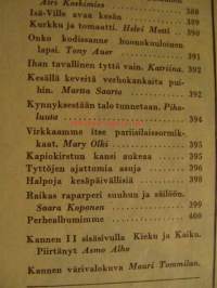 Kotiliesi 1950 nr 11 -mm. Artikkeli ja kuvia: Hilma Jalkanen. Tyyni Tuulion artikkeli: Helsinki, Itämeren tytär, artikkelissa myös kuvia naisten vaatetuksesta