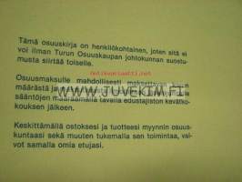 Turun Osuuskauppa -osuuskirja 100 mk 1986
