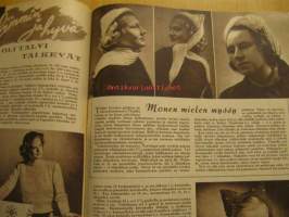 Kotiliesi 1950 nr 2, sisustusarkkitehti Aili Kalske: Uudista, päällystä, millä ja miten?, pois portaiden rasitus, monen mielen myssy