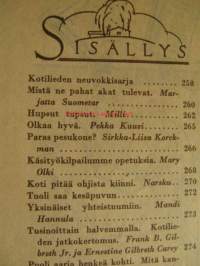 Kotiliesi 1950 nr 8, paras pesukone?, koti pitää kiinni ohjista - G. von Weissenbergin kotona, leipomisen tekniikkaa, Marja leipoo keikauskaakun, Sorja