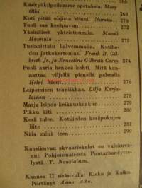 Kotiliesi 1950 nr 8, paras pesukone?, koti pitää kiinni ohjista - G. von Weissenbergin kotona, leipomisen tekniikkaa, Marja leipoo keikauskaakun, Sorja