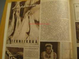 Kotiliesi 1950 nr 8, paras pesukone?, koti pitää kiinni ohjista - G. von Weissenbergin kotona, leipomisen tekniikkaa, Marja leipoo keikauskaakun, Sorja