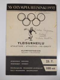 Helsingin Olympiakisat 1952 : Oslo 14-25.2.1952 : Helsinki 19.7-3.8.1952