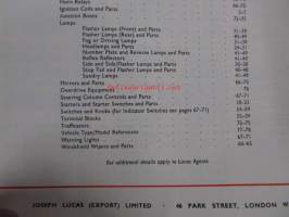Lucas Equipment 1963 for cars and commercial vehicles -osakuvasto