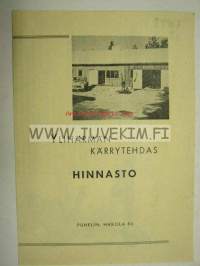 Ylihärmän kärrytehdas, hinnasto -esite