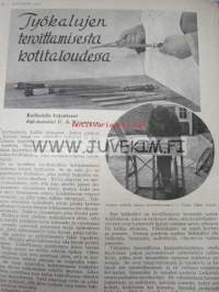 Kotiliesi 1934 nr 3 kansi Rudolf Koivu &quot;Runebergin Hanna&quot;, työkalujen teroittamisesta kotitaloudessa, Joutsenon reikäommel, taulujen hoidosta kotona, puvun