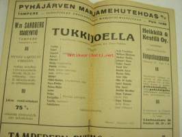 Tampereen teatteri näytäntökausi 1921-22 &quot;Tukkijoella&quot; -näytelmä, käsiohjelma