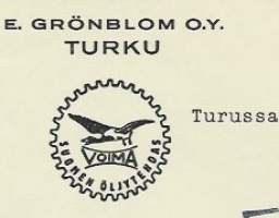 Suomen Öljytehdas Oy E Grönblom Turku 1934  - firmalomake