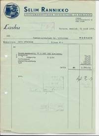 Selim Rannikko Sytytysmagneettojen erikoisliike Turku 1949  - firmalomake