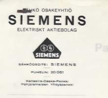 Siemens  Oy Turku 1934  - firmalomake
