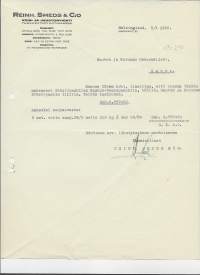 Reinh. Smeds &amp; co Voin ja juustonvienti Helsinki 1938 - firmalomake