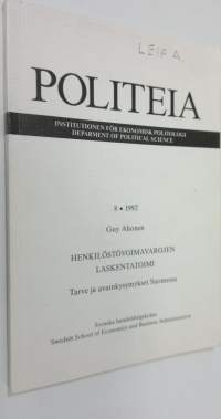 Politeia 1992 / 8 (signeerattu) : Henkilöstövoimavarojen laskentatoimi : Tarve ja avainkysymykset Suomessa = Institutionen för ekonomisk politologi = Deparment of...