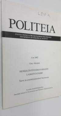 Politeia 1992 / 8 (signeerattu) : Henkilöstövoimavarojen laskentatoimi : Tarve ja avainkysymykset Suomessa = Institutionen för ekonomisk politologi = Deparment of...
