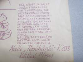 Nalle Töpöhäntä K203 - Kotiliesi 1947 numero 22 julkaistu kaava