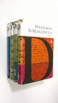 Maailman kirjallisuus 1-4 : Antiikki : itämaat ; Keskiaika, Renessanssi, Klassisismi ; 1700-luku : romantiikka ; Realismi ja symbolismi : uusin aika