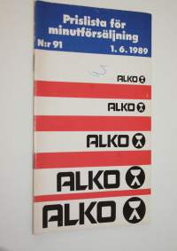 Alko prislista för minutförsäljning n:r 91 : 1.6.1989